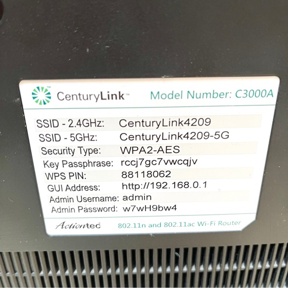 Modem Wifi Router Actiontec. Model C3000A 802.11n & 802.11.ac. WPA2-AES - Picture 4 of 10